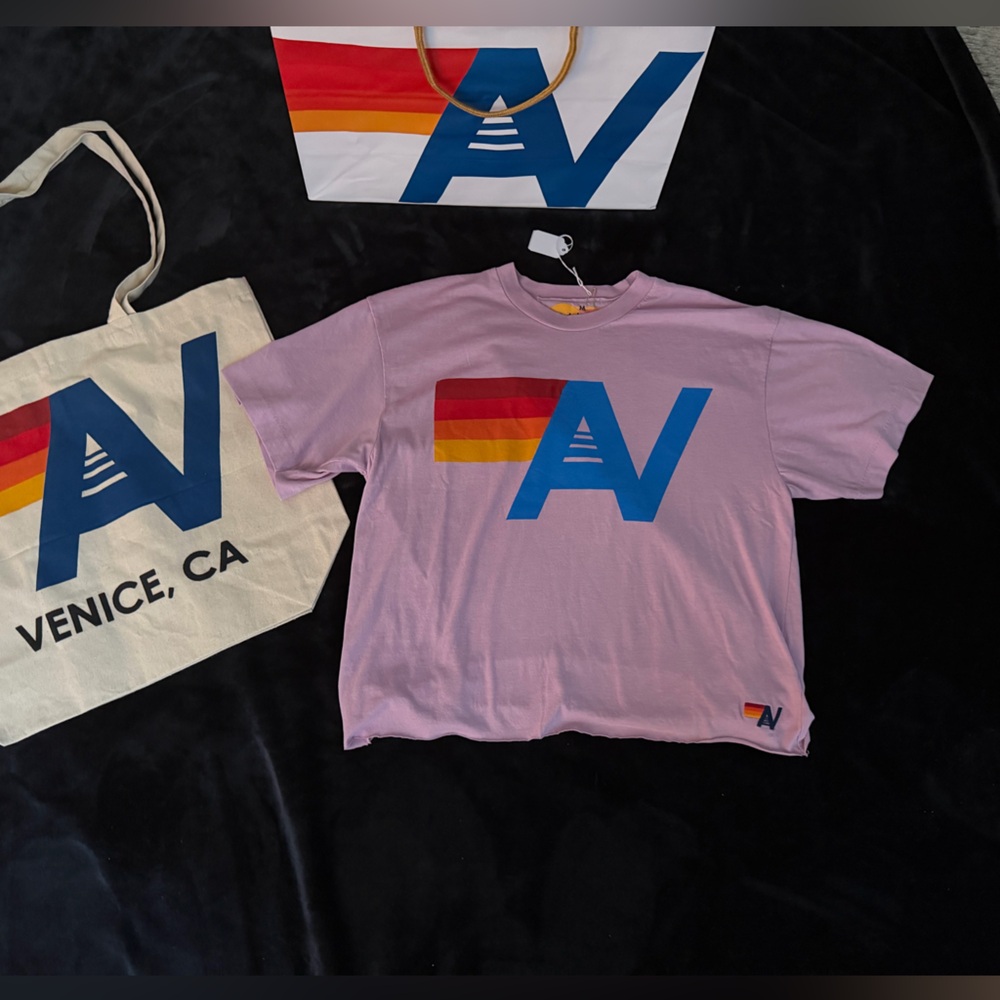 - NWT Aviator Nation  Boyfriend T-Shirt Small and Tote Bag